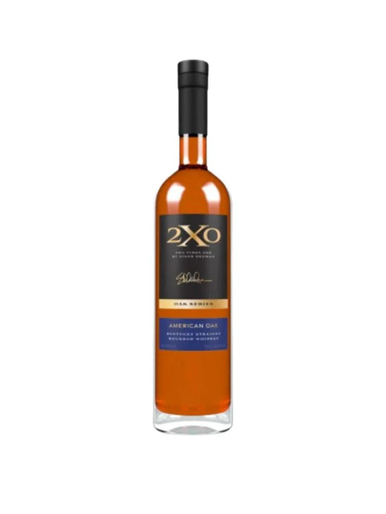 2XO Oak Series American Oak Bourbon Whiskey Bottle on White Background
