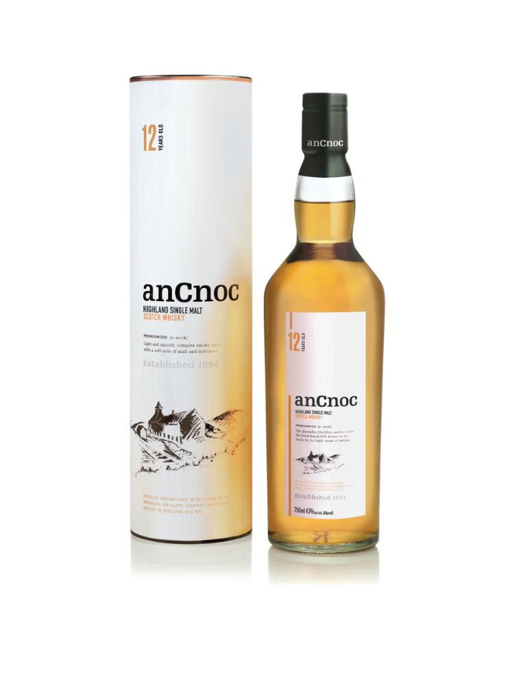 anCnoc 12 Years Old, 750mL Bottle on White Background.