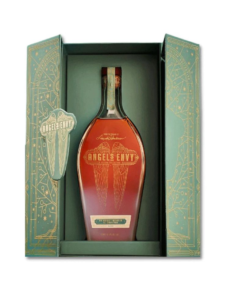 Angel’s Envy Cellar Collection Ice Cider Finished Rye, 750mL Bottle on White Background