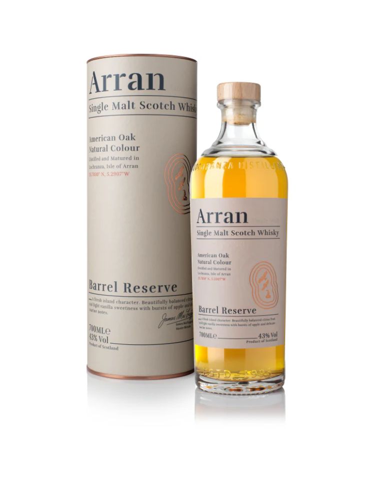 Arran Barrel Reserve, 700mL Bottle on White Background.