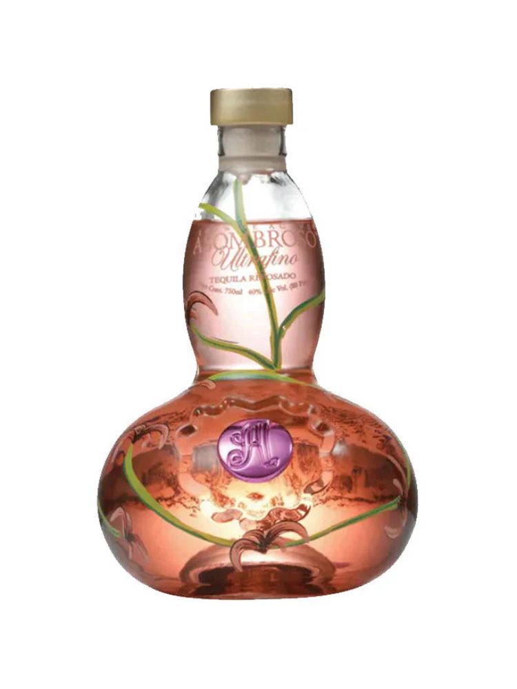 Asombroso La Rosa 3 Month Bordeaux Reposado Tequila bottle on white background.