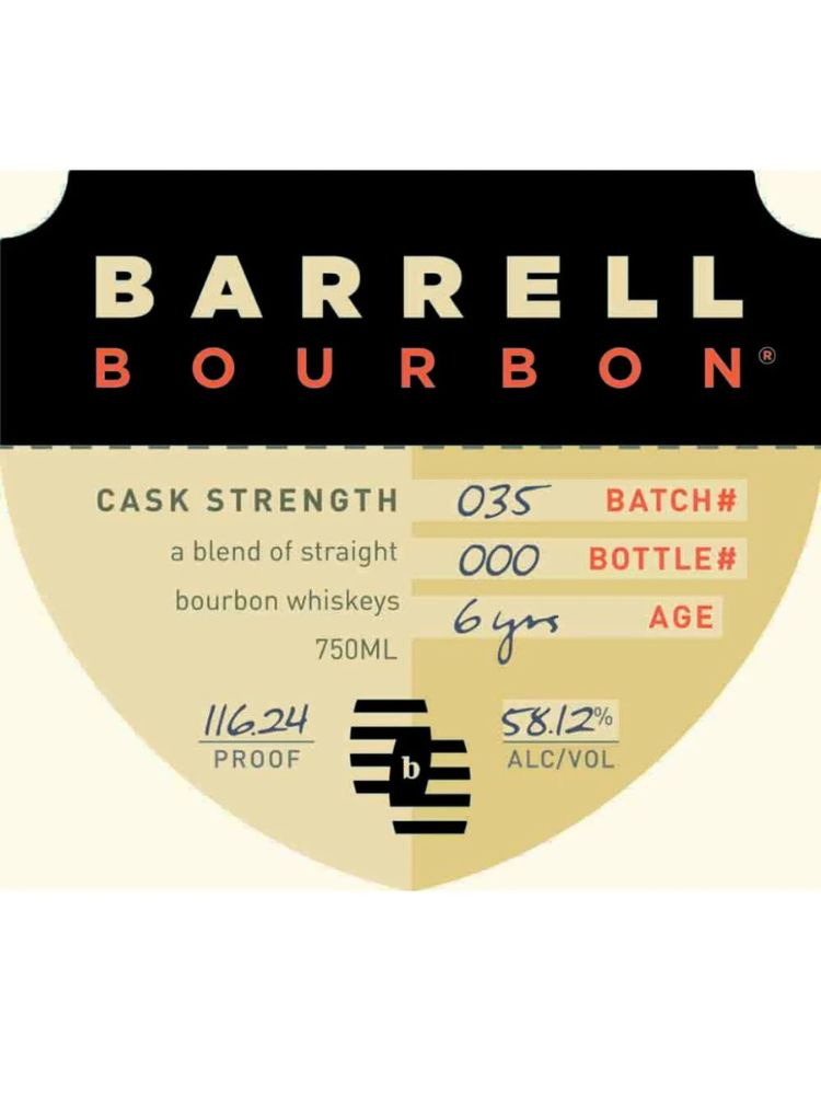 Barrell Bourbon Batch 035, 750mL Bottle on White Background