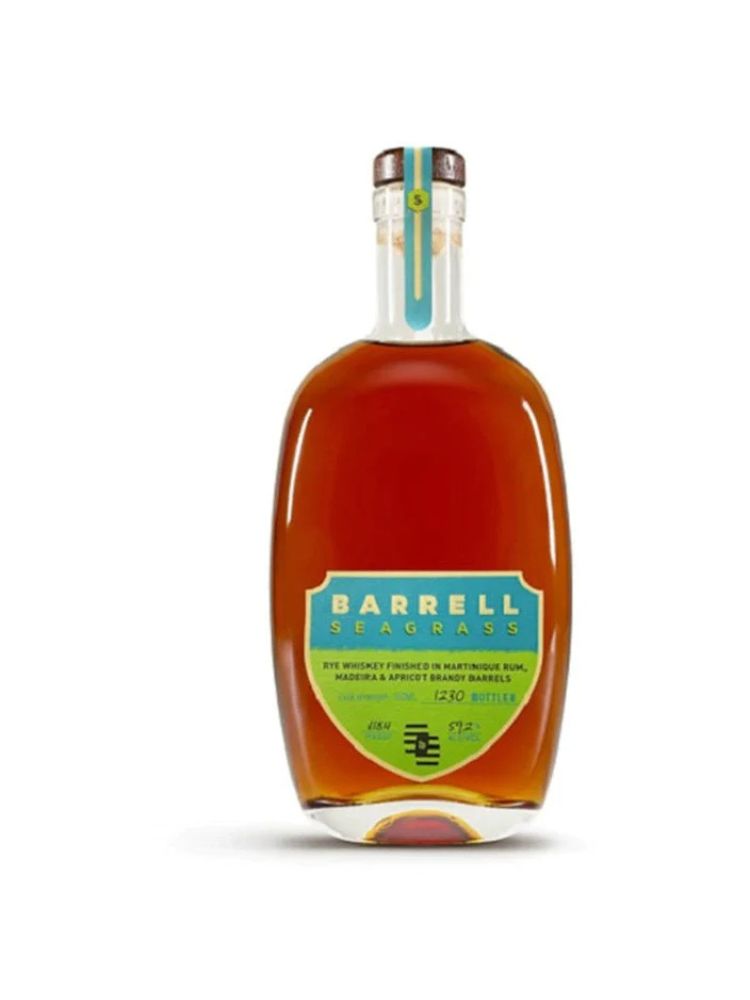 Barrell Whiskey Seagrass Rye Whiskey bottle on white background