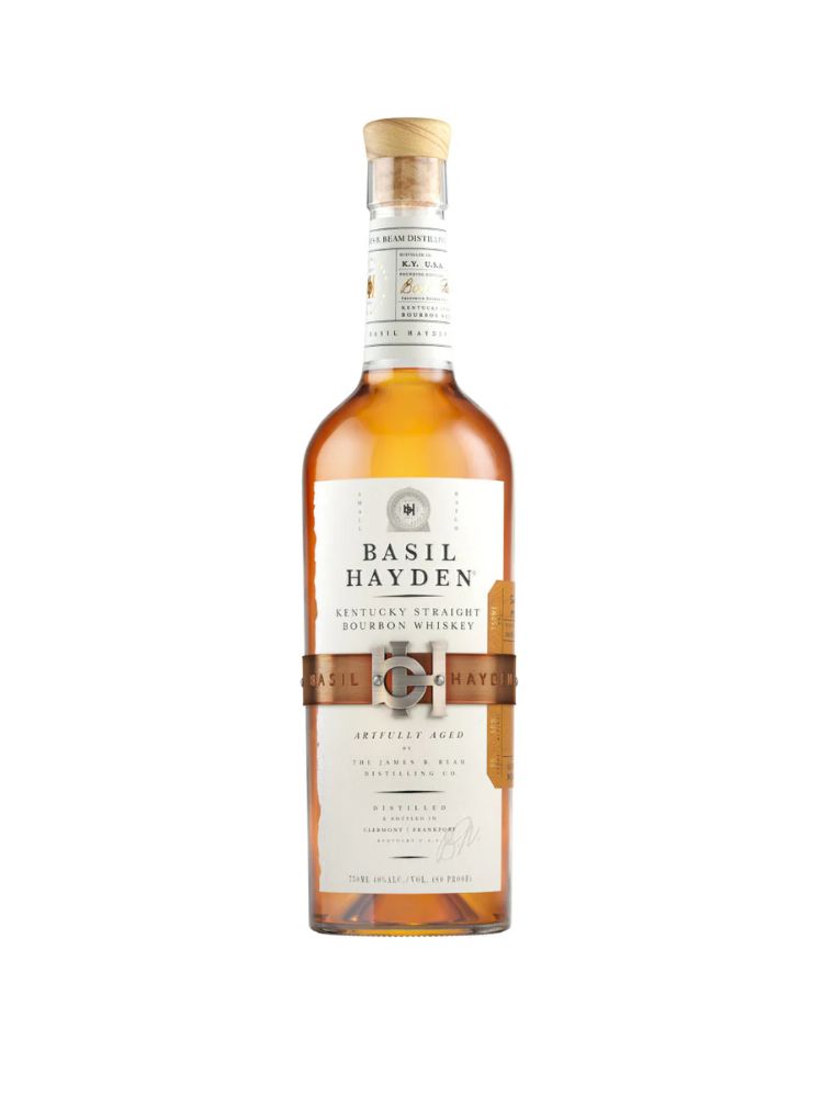 Basil Hayden Kentucky Straight Bourbon Whiskey, 750mL Bottle on White Background