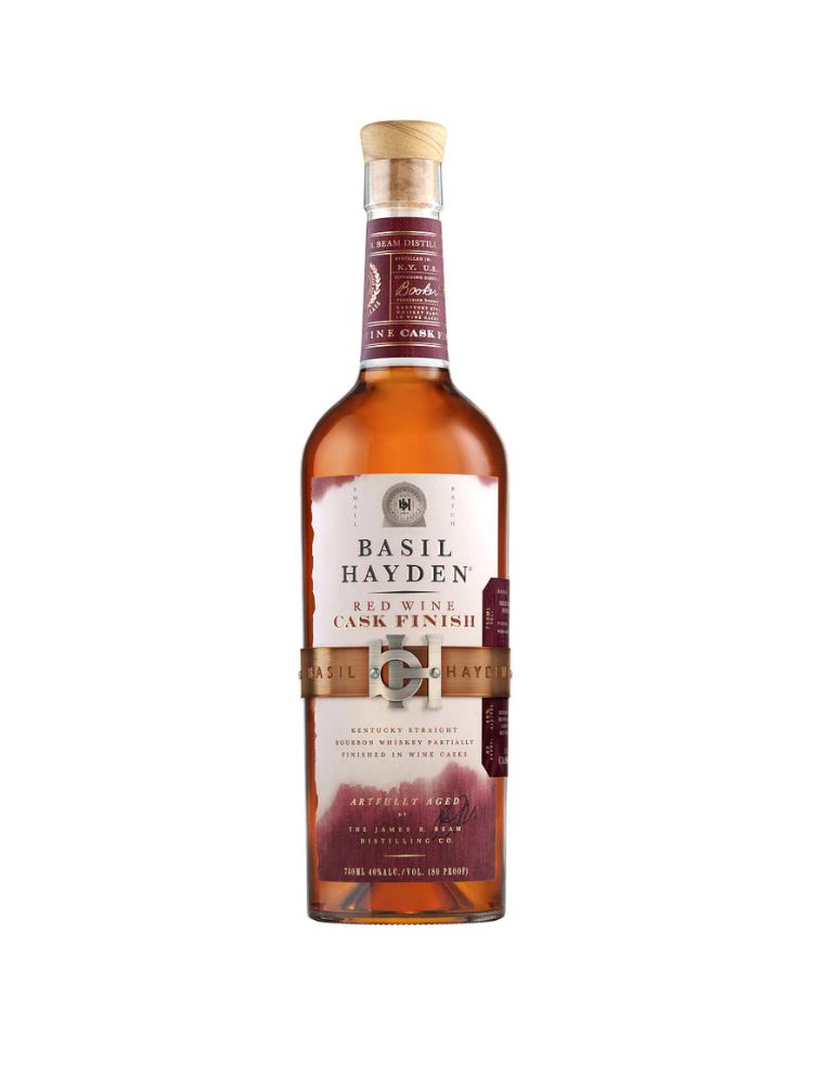 Basil Hayden Red Wine Cask Finish Kentucky Straight Bourbon Whiskey, 750mL Bottle on White Background