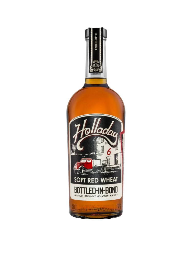 Ben Holladay Soft Red Wheat Bottled-in-Bond Bourbon Whiskey, 750mL Bottle on White Background
