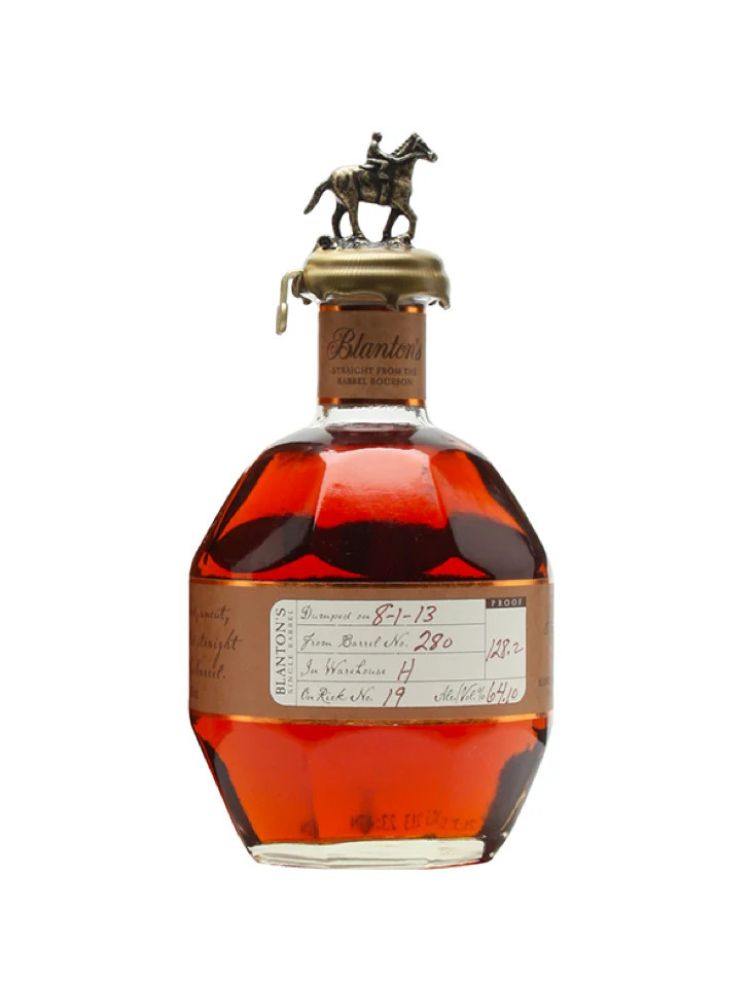 Blanton’s Straight From The Barrel Bourbon Bottle on White Background