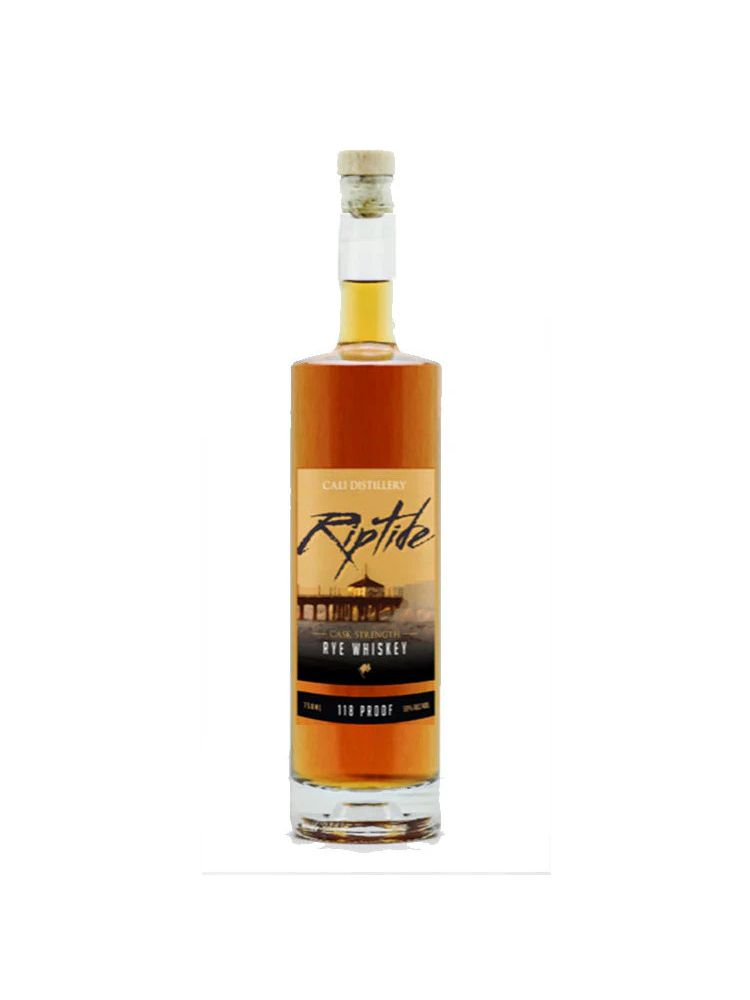 Cali Distillery Riptide Rye Whiskey bottle on white background