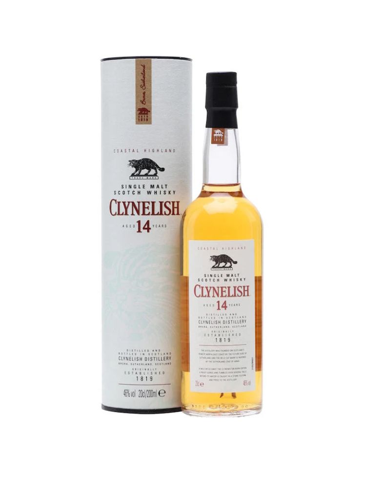 Clynelish 14 Year Old Highland Single Malt Scotch Whisky, 750mL Bottle on White Background.