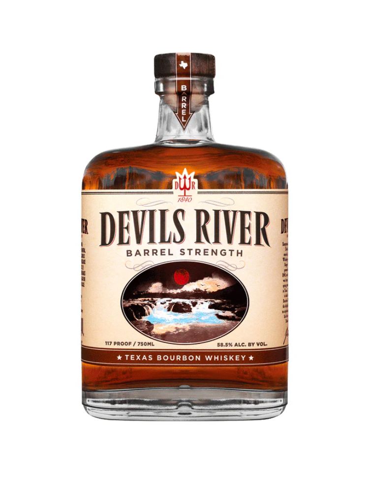 Devils River Barrel Strength Bourbon, 750mL bottle on white background