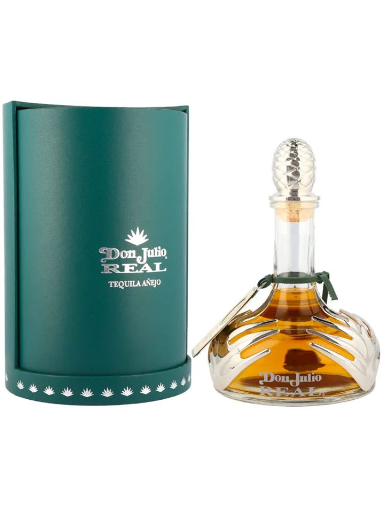 Don Julio REAL Tequila, 750mL bottle on white background.