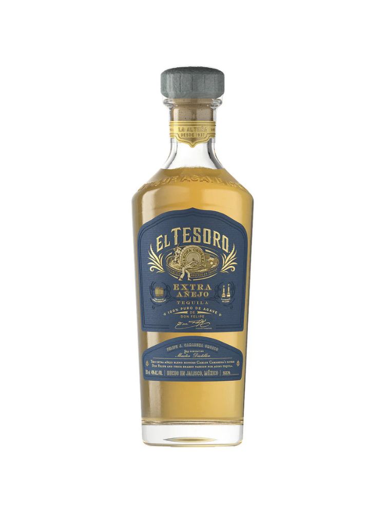 El Tesoro Extra Añejo Tequila, 750mL bottle on white background.
