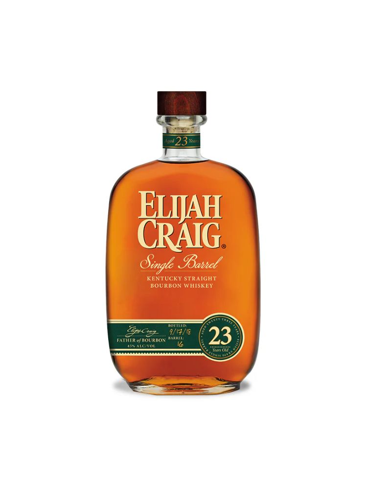 Elijah Craig 23-Year-Old Single Barrel, 750mL bottle on white background