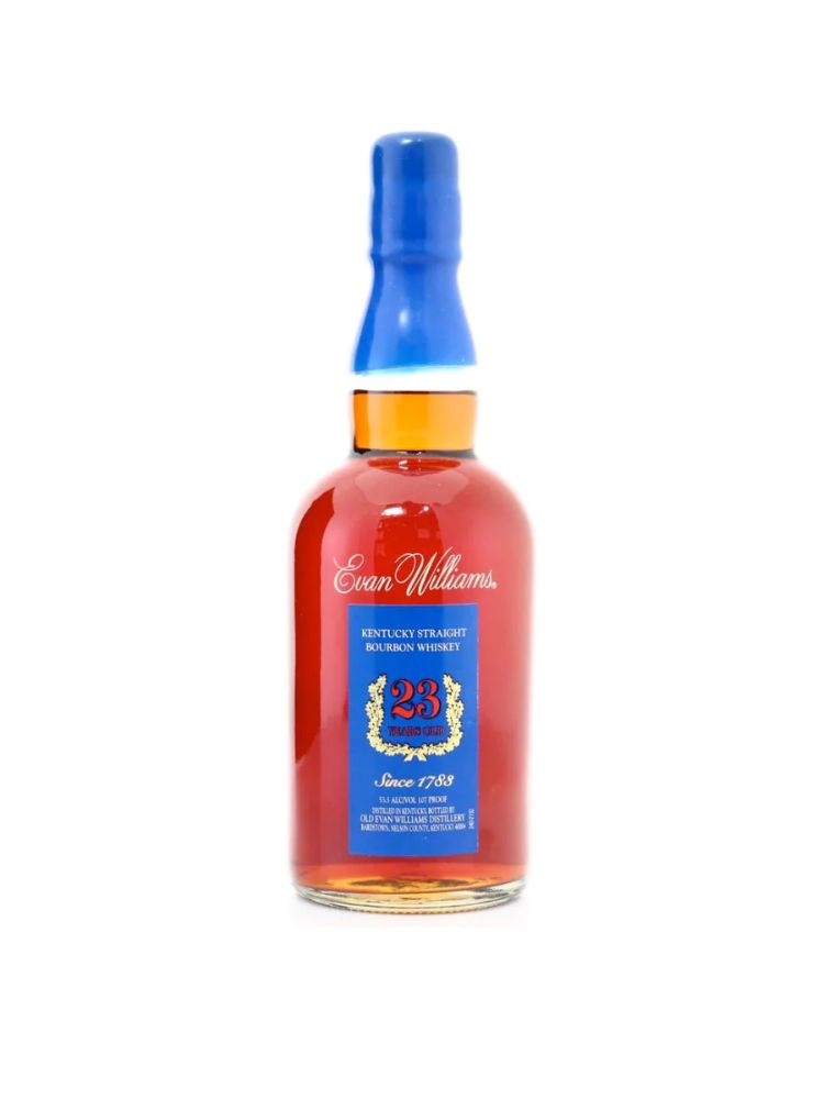 Evan Williams 23 Year Old Bourbon, 750mL bottle on white background