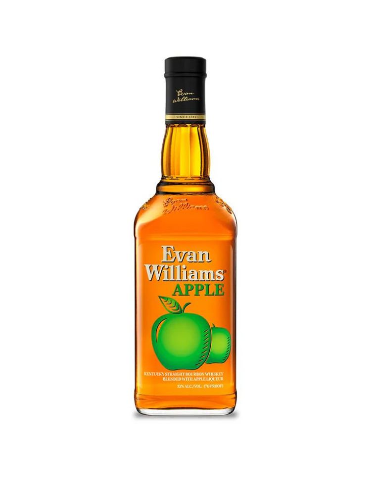 Evan Williams Apple Whiskey, 750mL bottle on white background