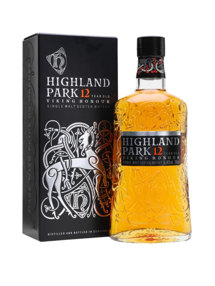 Highland Park 12 Year Old Viking Honour Single Malt Scotch Whisky, 750mL Bottle on White Background