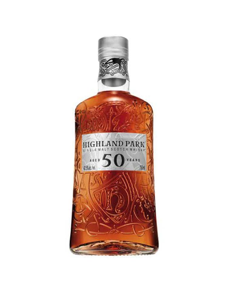 Highland Park 50 Year Old Single Malt Scotch Whisky, 750mL Bottle on White Background