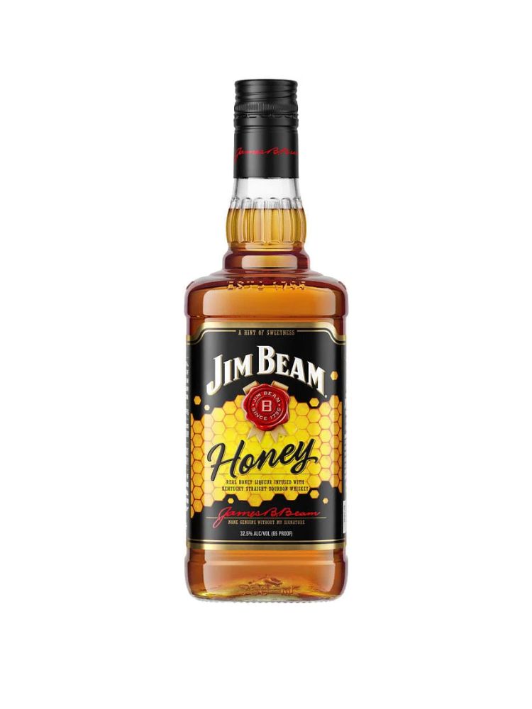 Jim Beam Honey Liqueur with Kentucky Straight Bourbon Whiskey, 750mL bottle on white background