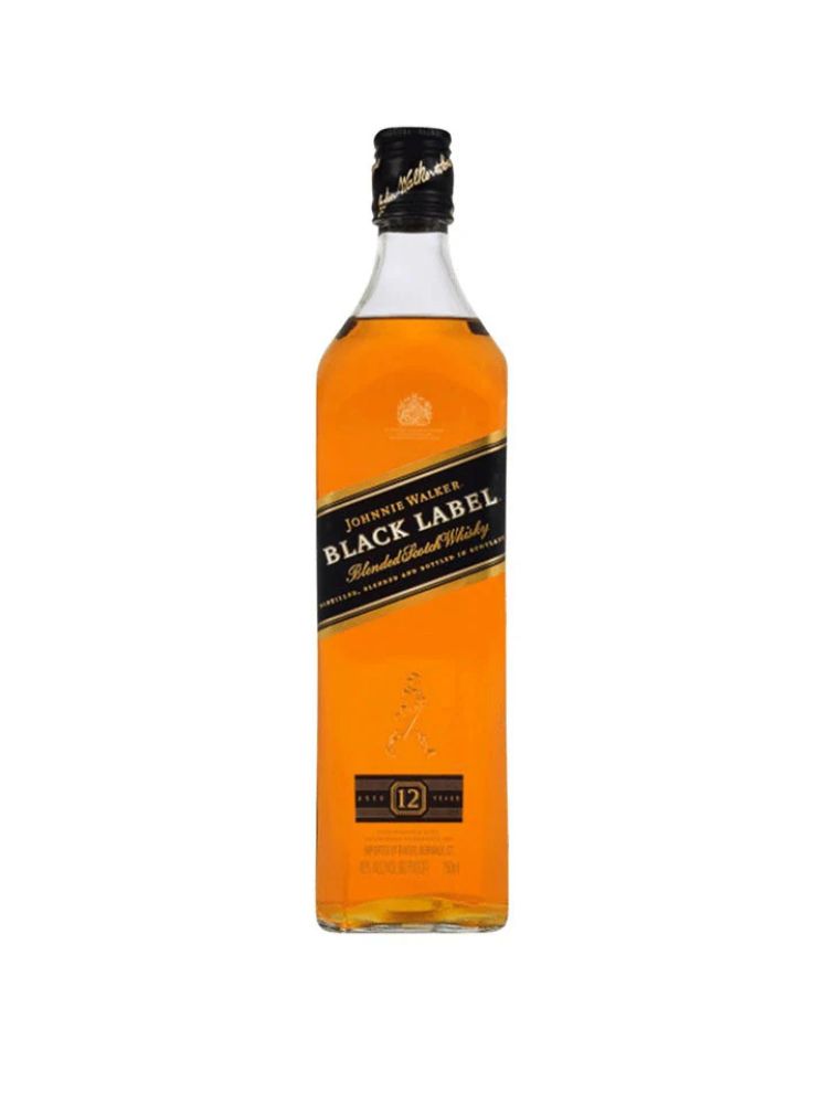 Johnnie Walker Black Label 12 Year Old Blended Scotch Whisky, 750mL Bottle on White Background