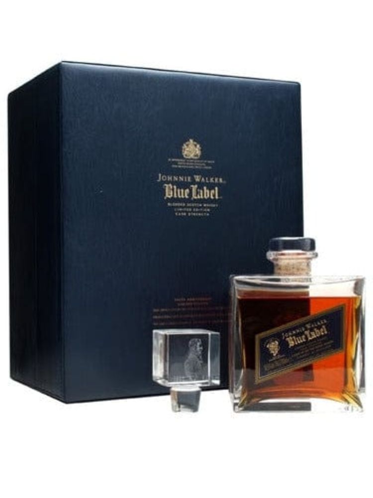 Johnnie Walker Blue Label 200th Anniversary Cask Strength Blended Scotch Whisky, 700mL Bottle on White Background
