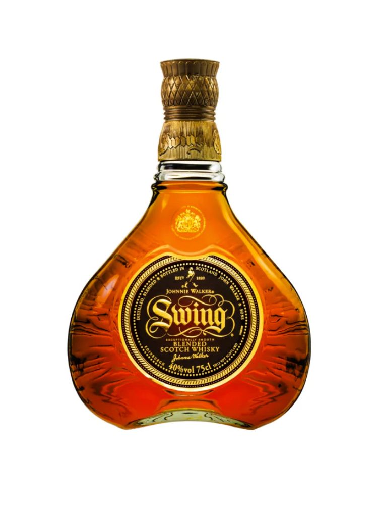 Johnnie Walker Swing Blended Scotch Whisky, 750mL Bottle on White Background