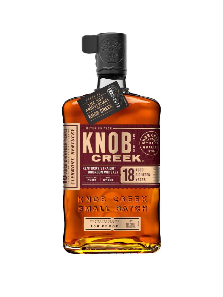 Knob Creek 18-Year-Old Kentucky Straight Bourbon Whiskey, 750mL bottle on white background