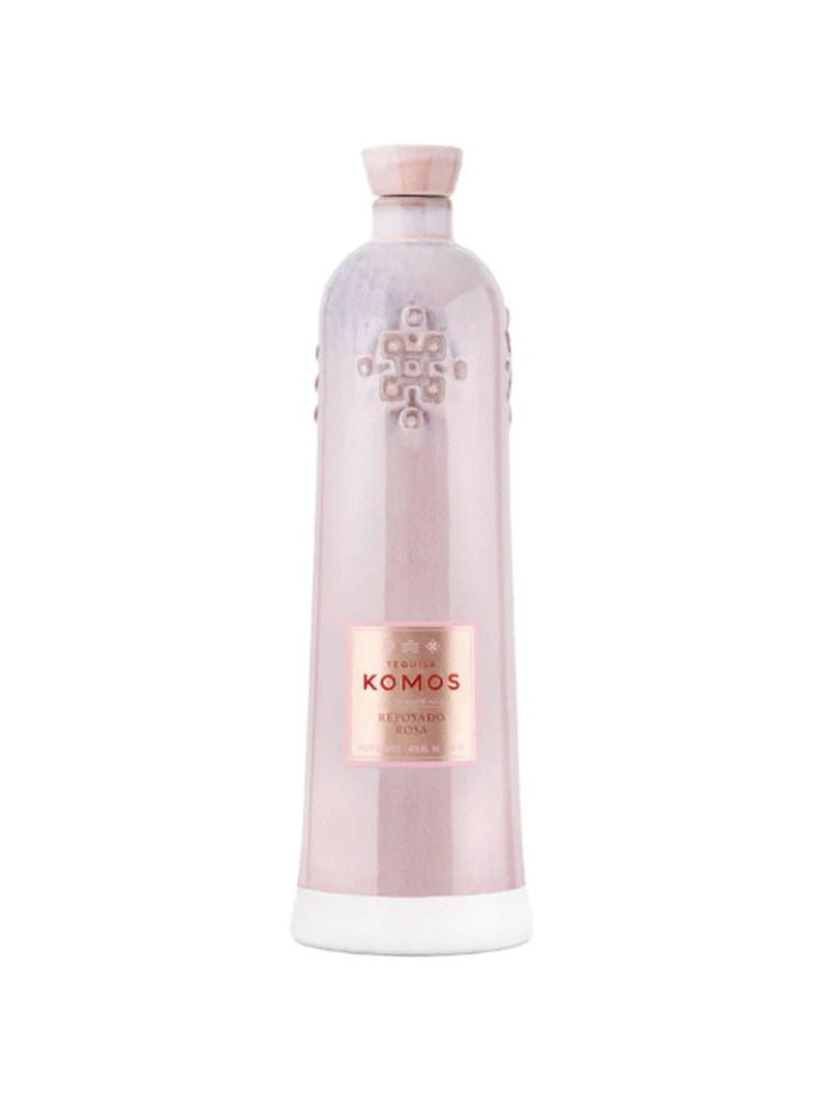 Komos Tequila Reposado Rosa bottle on white background.