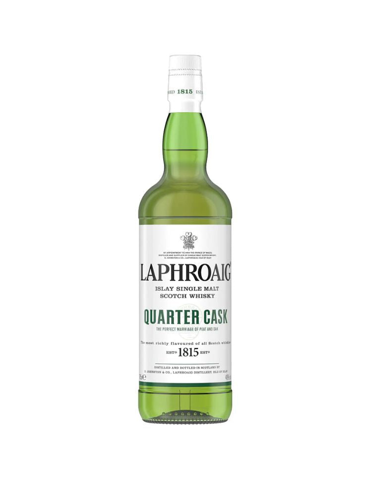 Laphroaig Quarter Cask Islay Single Malt Scotch Whisky, 750mL Bottle on White Background