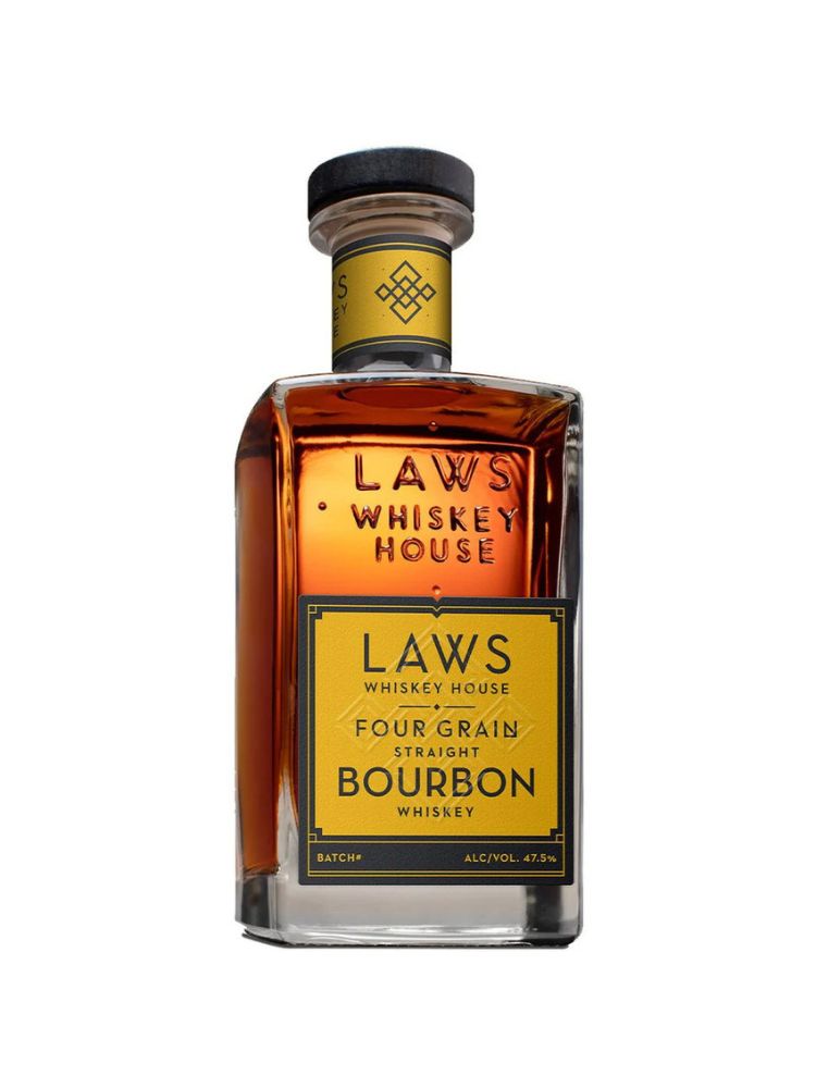 Laws Four Grain Straight Bourbon Bottle on White Background