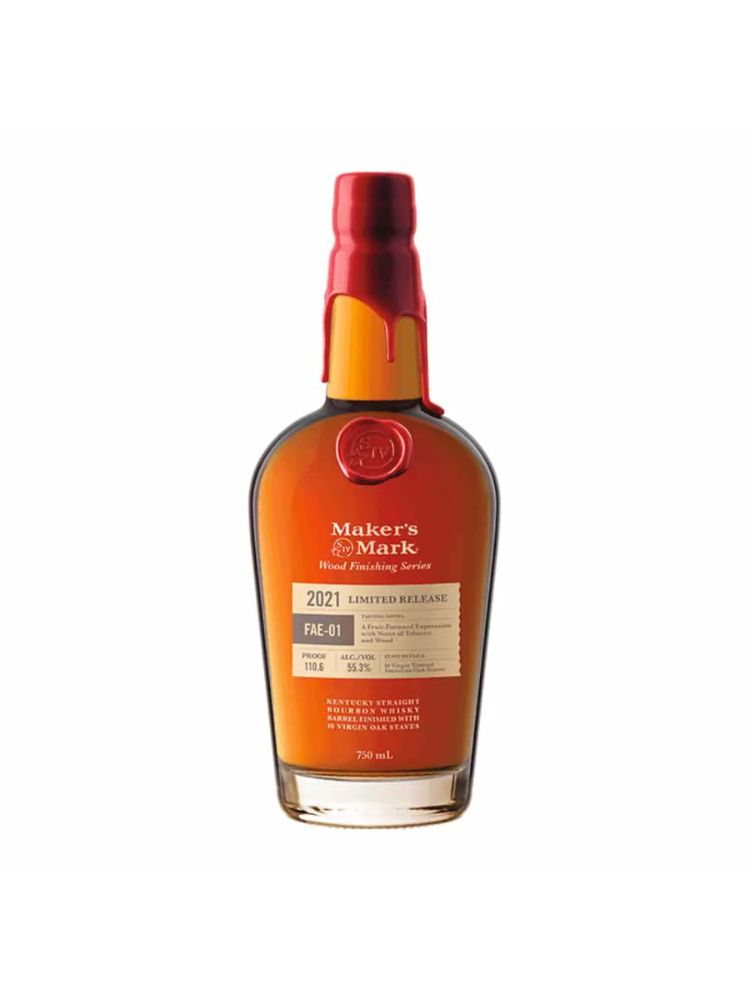 Maker’s Mark Wood Finishing Series 2021 Limited Release FAE-01, 750mL Bottle on White Background