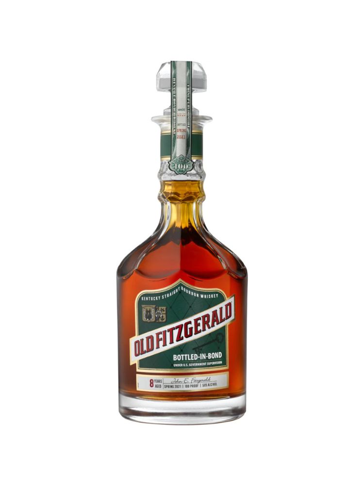 Old Fitzgerald 8-Year-Old Bottled-in-Bond Bourbon, Spring 2021 Release Bottle on White Background