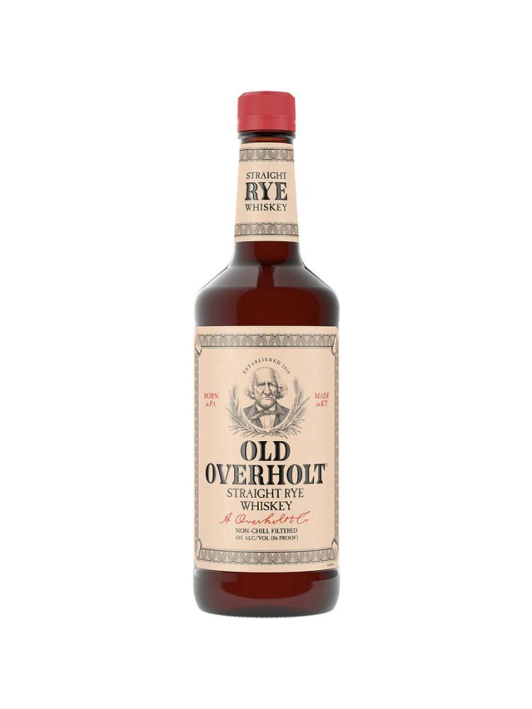 Old Overholt Straight Rye Whiskey, 750mL bottle on white background