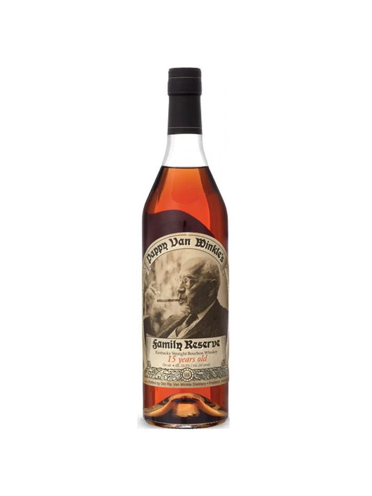 Pappy Van Winkle 15 Year Bourbon, 750mL bottle on white background