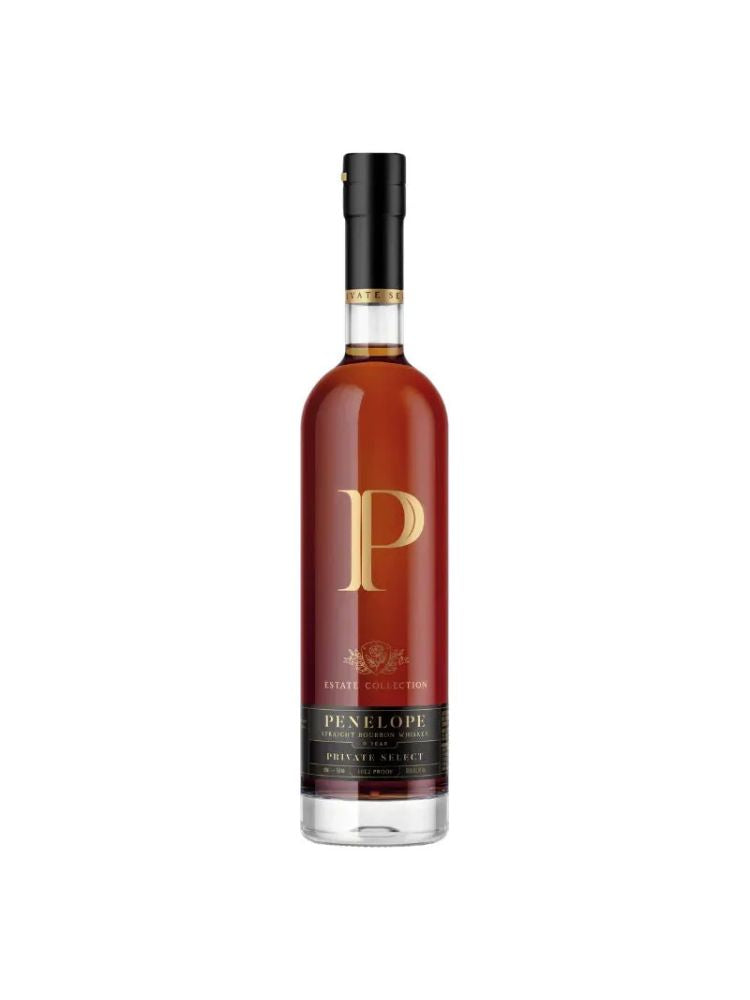 Penelope 9 Year Estate Collection Private Select Bourbon, 750mL bottle on white background