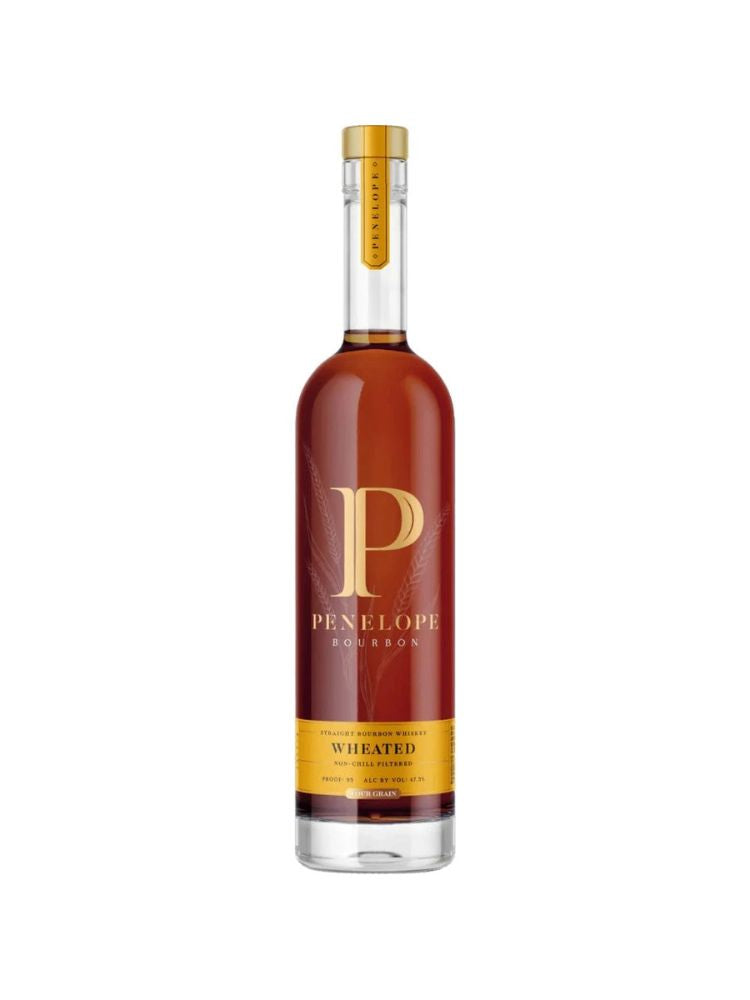Penelope Wheated Four Grain Straight Bourbon bottle on white background