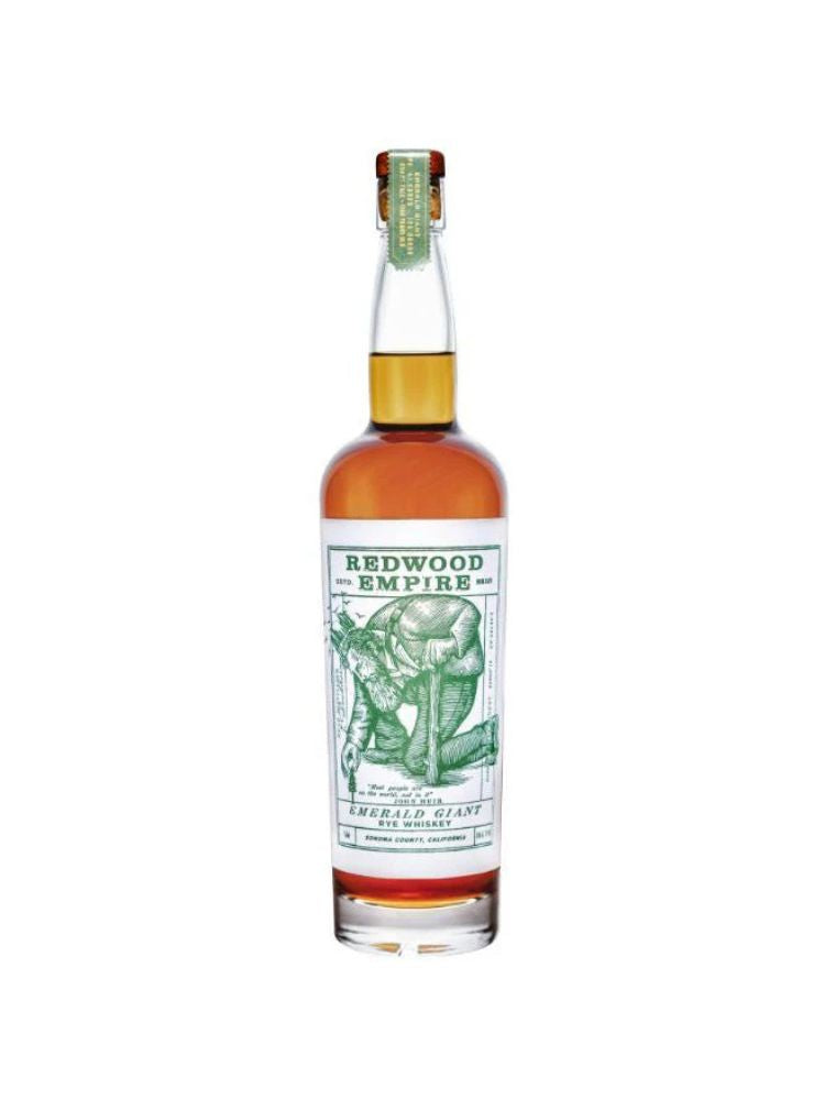 Redwood Empire Emerald Giant Rye Whiskey bottle on white background