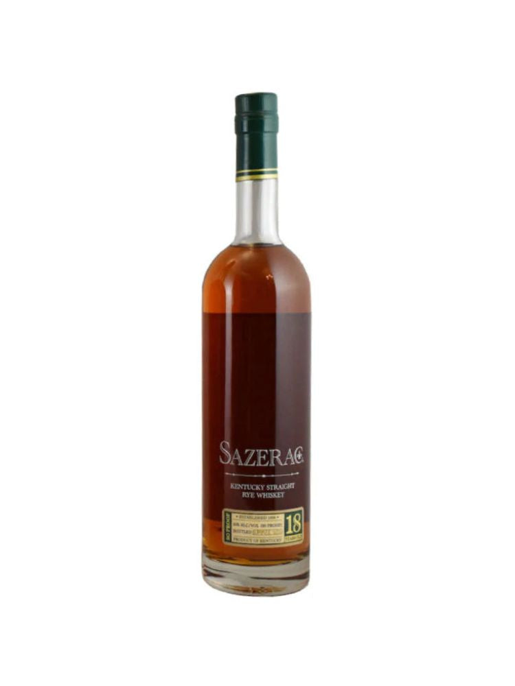 Sazerac Rye 18 Year Old 2020 bottle on white background.