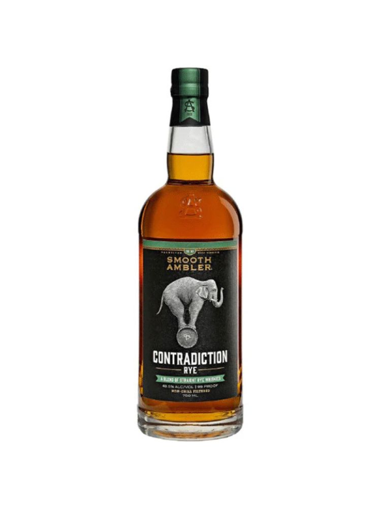 Smooth Ambler Contradiction Rye Whiskey bottle on white background