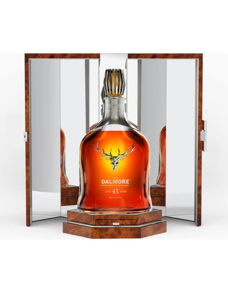 The Dalmore 45 Year Old Single Malt Scotch Whisky, 750mL bottle on white background.