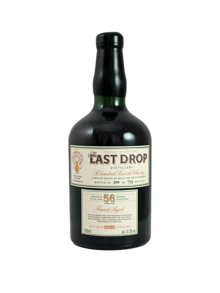 The Last Drop Distillers 56 Year Old Finest Aged Blended Scotch Whisky, 750mL Bottle on White Background