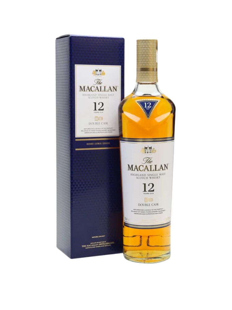 The Macallan 12 Year Old Double Cask Single Malt Scotch Whisky, 750mL Bottle on White Background