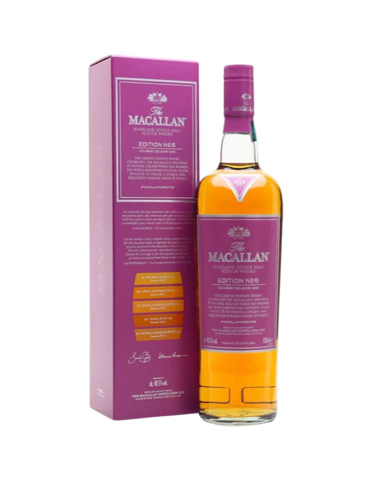 The Macallan Edition No. 5 Single Malt Scotch Whisky, 750mL Bottle on White Background
