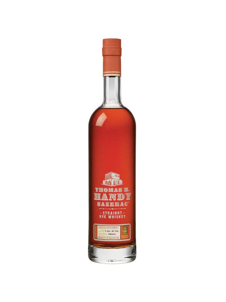 Thomas H. Handy Sazerac Rye 2021 bottle on white background.