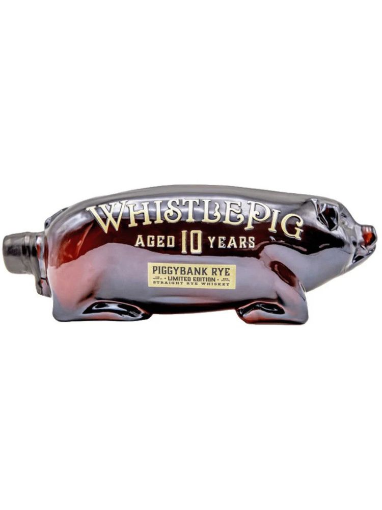 WhistlePig PiggyBank 10-Year Rye, 1L bottle on white background.