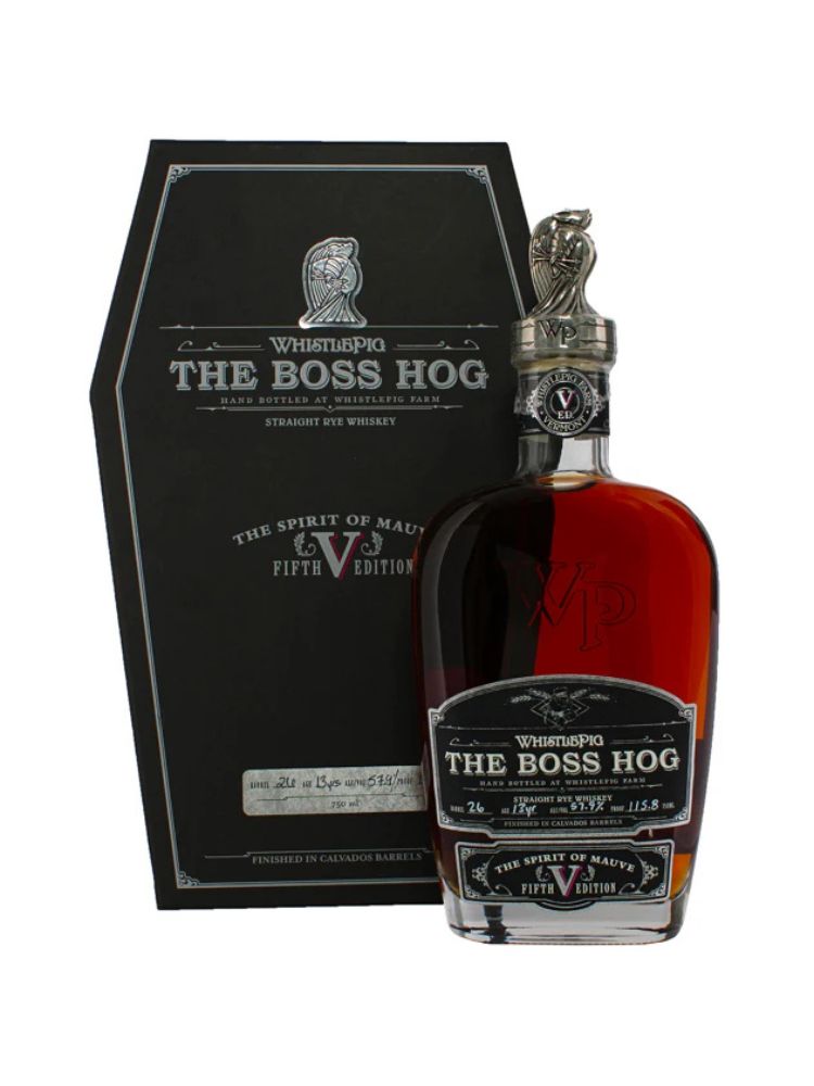 WhistlePig The Boss Hog V: The Spirit of Mauve, 750mL bottle on white background