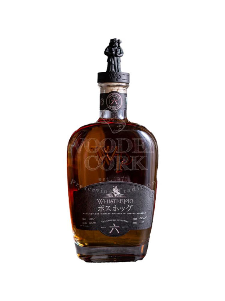WhistlePig The Boss Hog Edition 六: The Samurai Scientist Katakana Edition, 750mL bottle on white background.