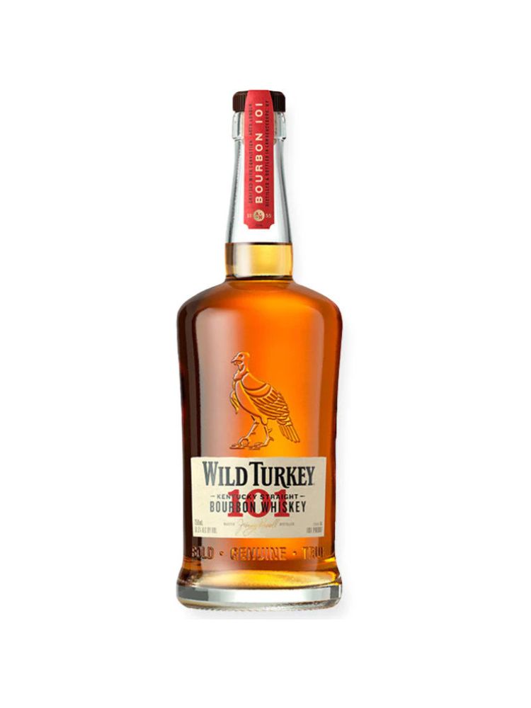 Wild Turkey 101 Bourbon, 750mL bottle on white background