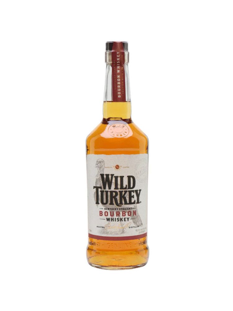 Wild Turkey Bourbon, 750mL bottle on white background