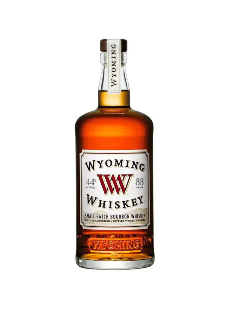 Wyoming Bourbon Whiskey bottle on white background