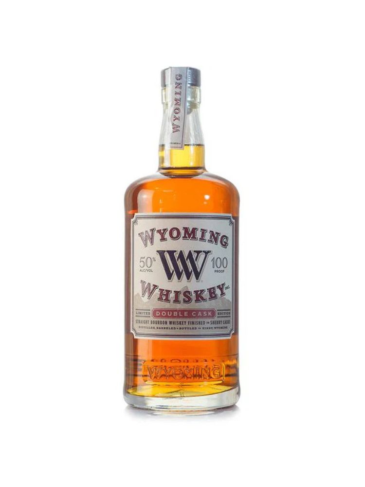 Wyoming Whiskey Double Cask Sherry Finished Bourbon bottle on white background